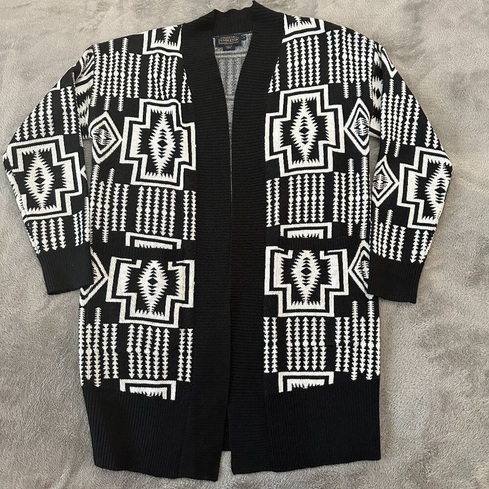 Pendleton Wool Blend Aztec Print Long Cardigan Sw… - image 1